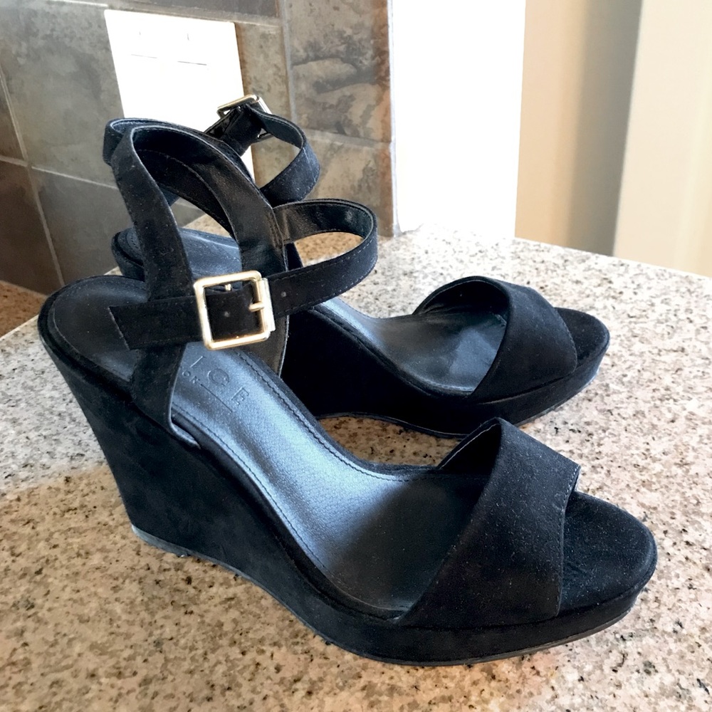 Office London Wedge Heel Sandals Size US 8 Black